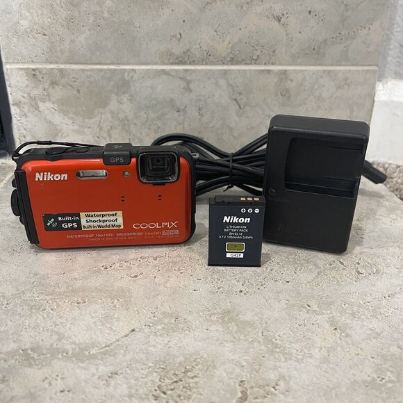 Nikon Other - Nikon Coolpix AW100 Digital Camera Red Water & Shockproof 16MP HD Video GPS